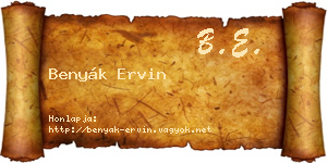 Benyák Ervin névjegykártya