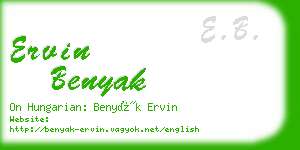 ervin benyak business card